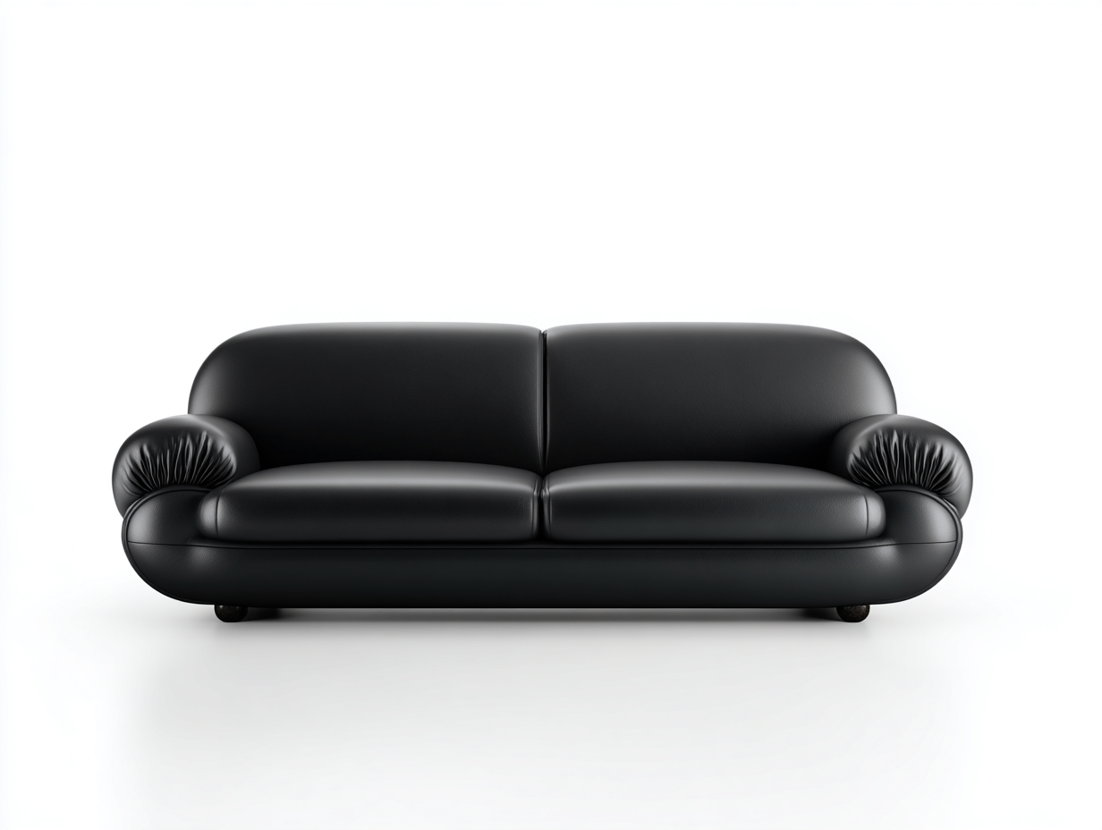 Divano a 2 posti moderno compatto - rivestimento in pelle sintetica morbida - 178x88x78 cm - nero - design arrotondato soggiorno-Malaionest