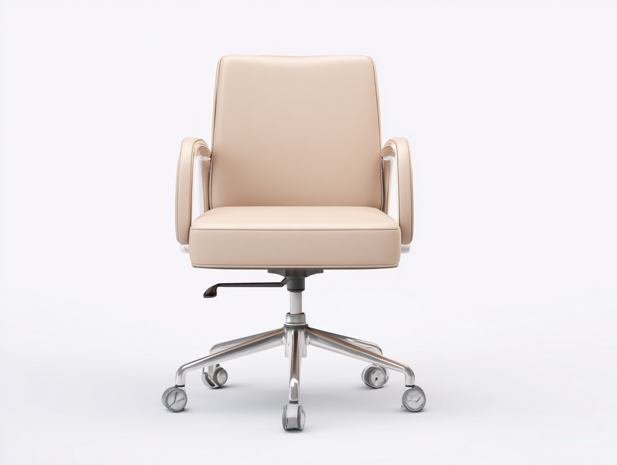 Sedie da ufficio girevole imbottita - rivestimento similpelle e base metallo con ruote - 58x58x95 cm - beige e argento - design moderno ergonomico-Malaionest