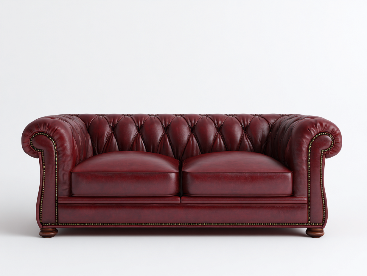 Divano a 2 posti stile Chesterfield compatto - rivestimento in pelle sintetica capitonné - 178x90x78 cm - rosso scuro - design classico soggiorno-Malaionest