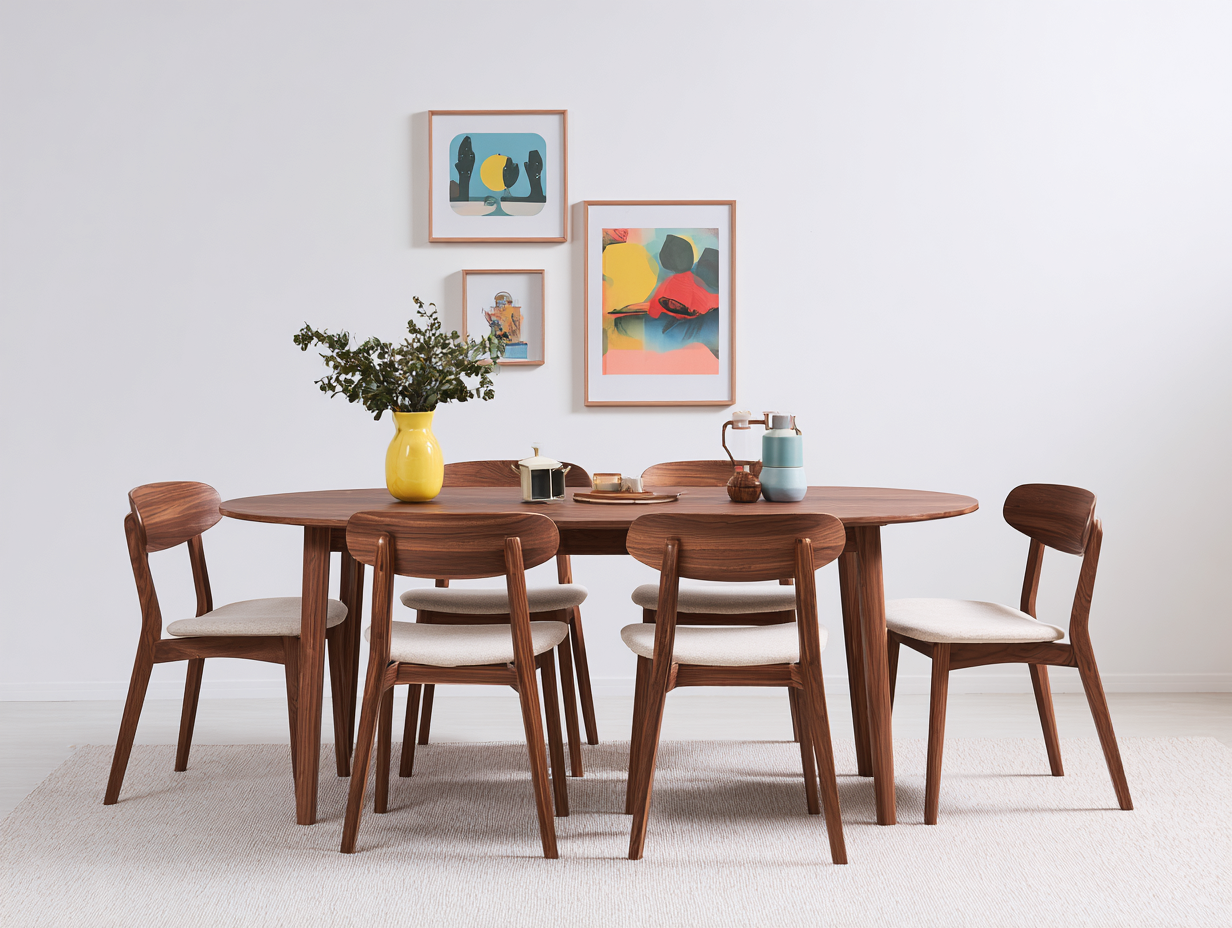 Set tavolo da pranzo rotondo con sedie - struttura in legno massello e sedute imbottite tessuto - tavolo 120x120x75 cm sedia 45x50x82 cm - marrone e beige - design moderno soggiorno-Malaionest