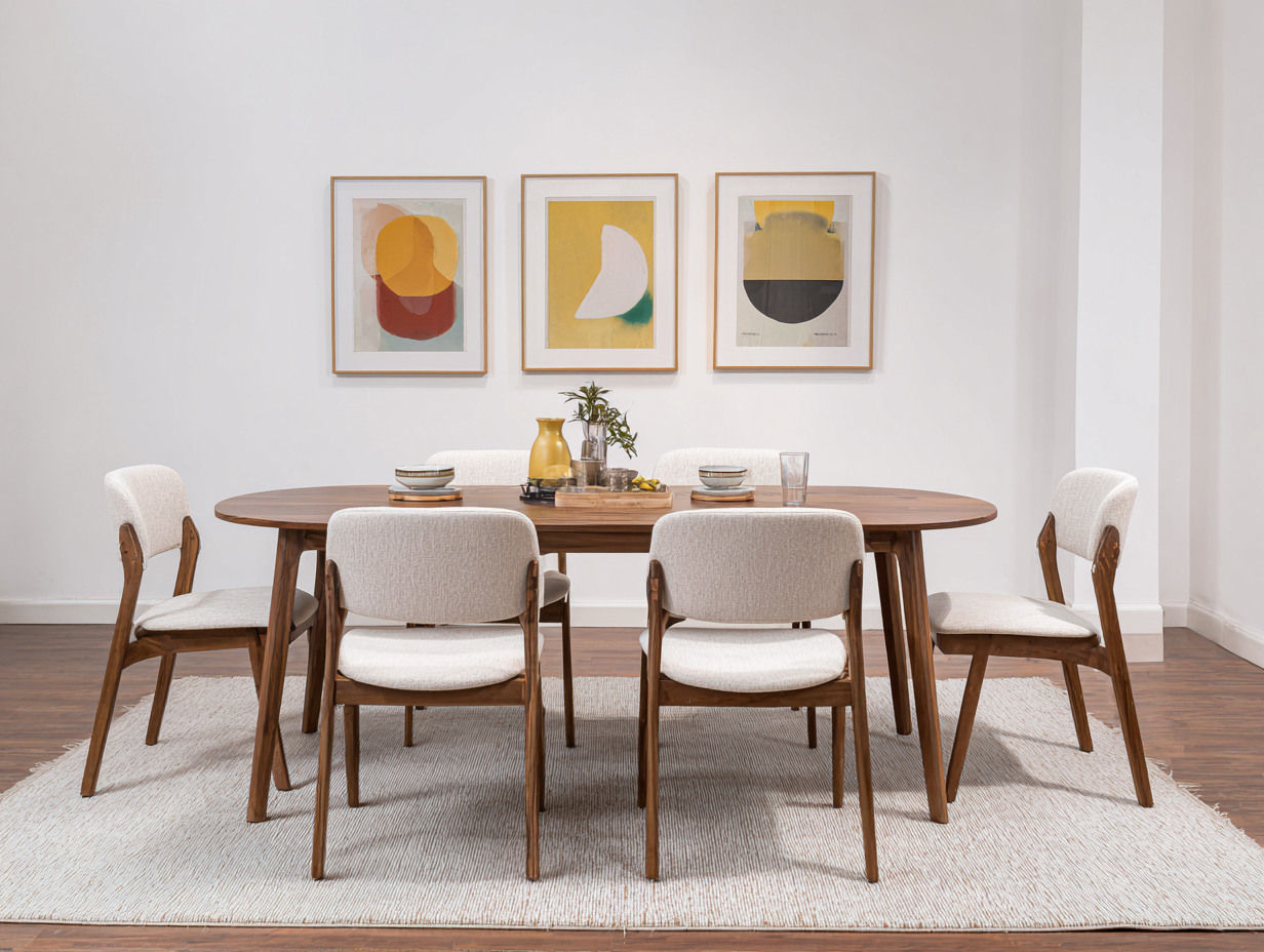 Set tavolo da pranzo con sedie - struttura legno e rivestimento tessuto - tavolo 160x90x75 cm sedia 50x55x85 cm - marrone e beige - design moderno soggiorno-Malaionest