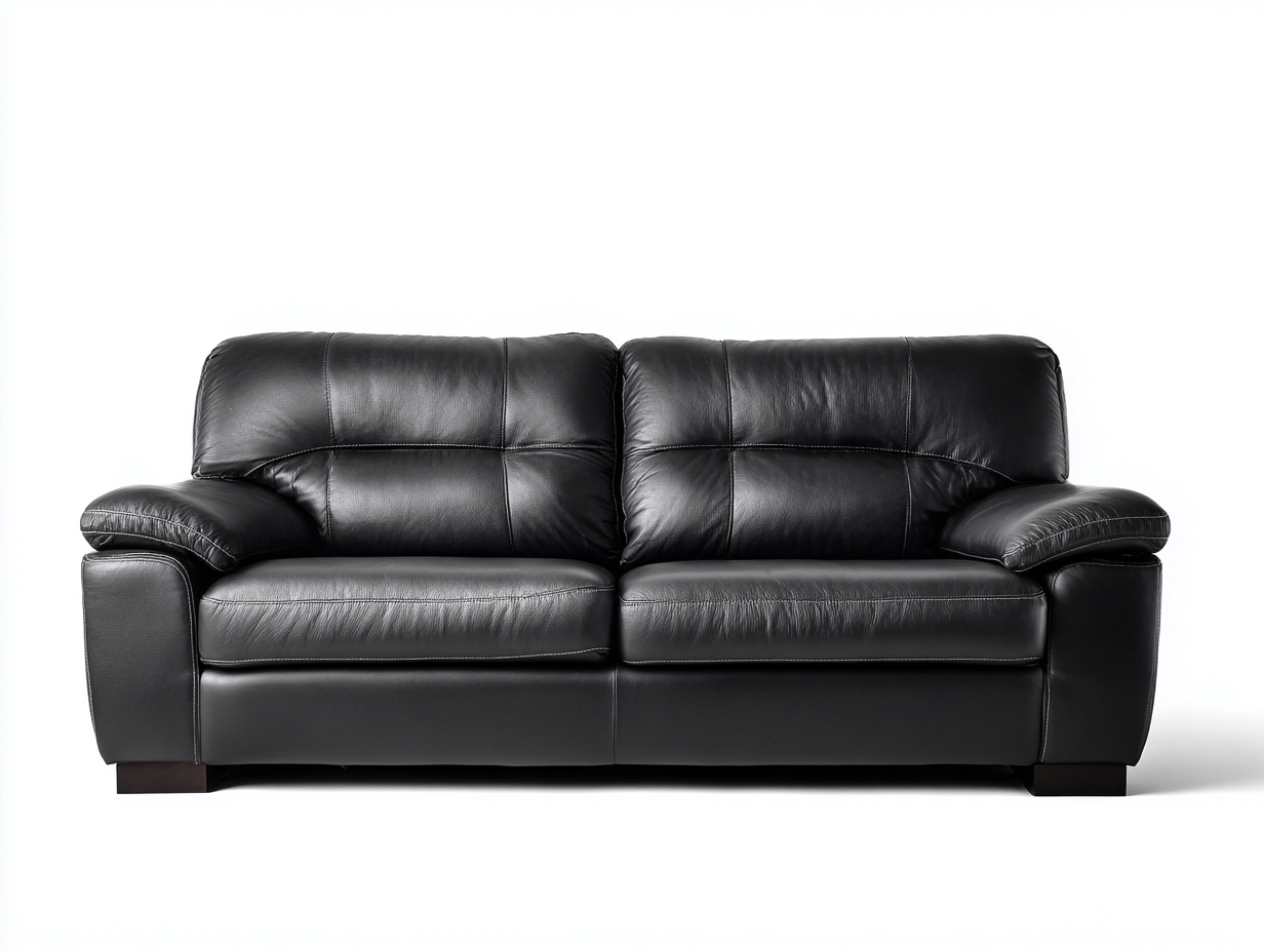 Divano a 2 posti compatto comfort - rivestimento in pelle sintetica liscia - 178x93x87 cm - nero - design moderno soggiorno-Malaionest