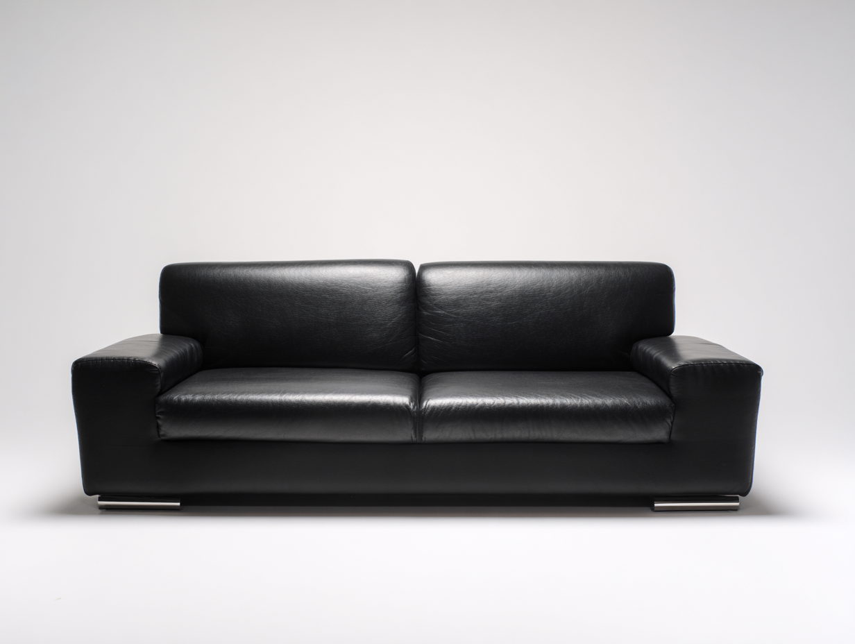 Divano a 2 posti moderno - rivestimento in pelle sintetica liscia - 175x85x75 cm - nero - design minimal soggiorno-Malaionest