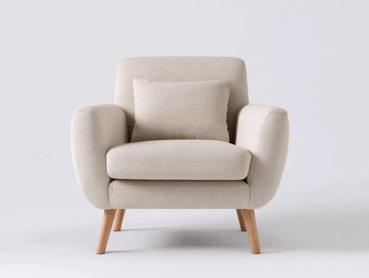 Fotele - tkanina-drewno - 81x86x90 cm - beżowy - styl nowoczesny-Misavaliving