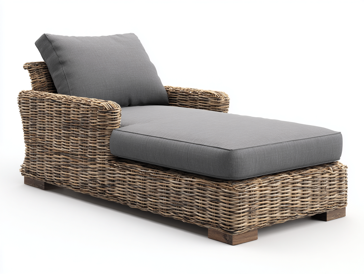 Leżaki ogrodowe - rattan-tkanina - 192x68x76 cm - szary-brązowy - nowoczesny-Misavaliving