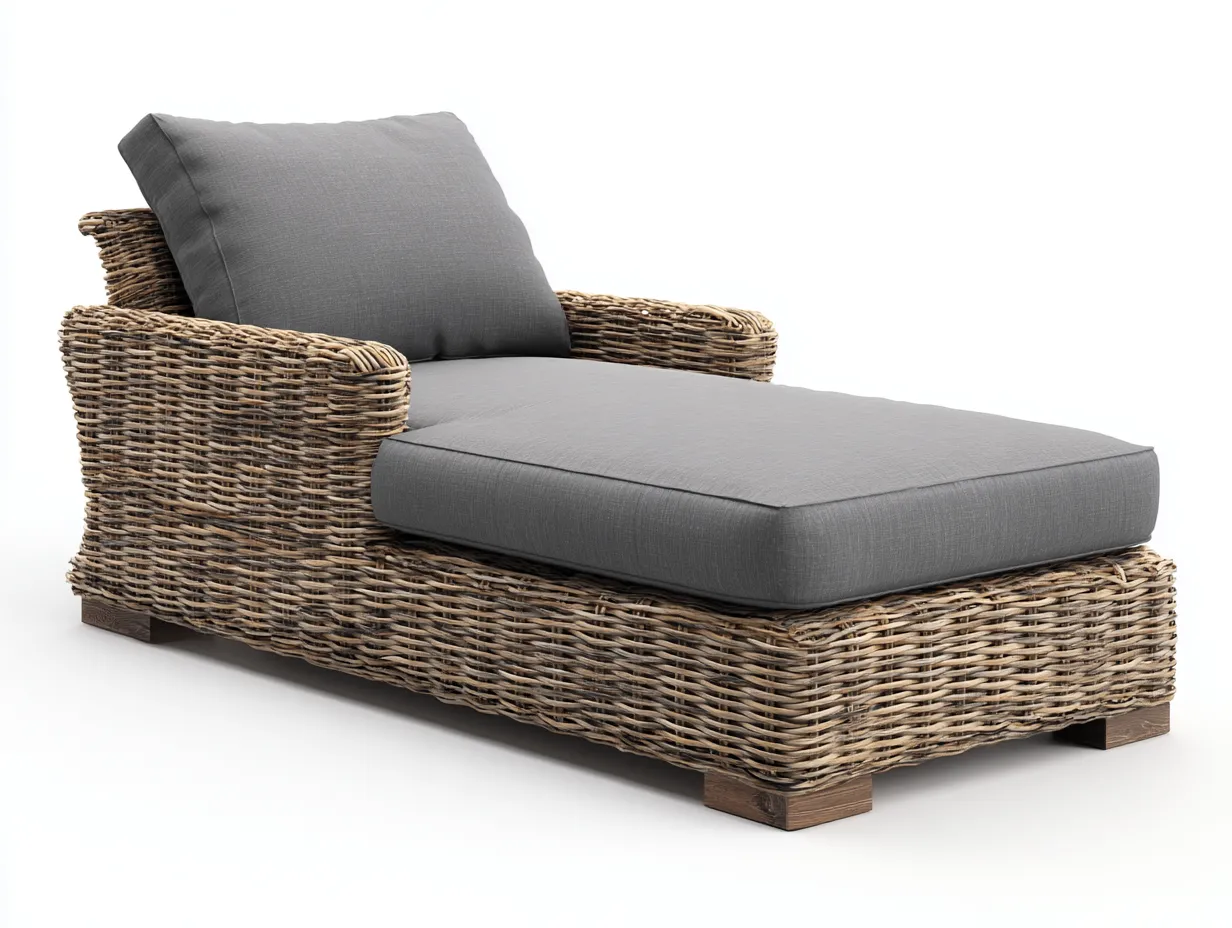 Leżaki ogrodowe - rattan-tkanina - 192x68x76 cm - szary-brązowy - nowoczesny-Misavaliving