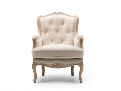 Fotele - aksamit-drewno - 83x89x100 cm - beżowy - styl klasyczny-Misavaliving