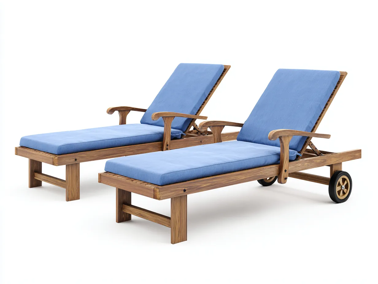 Leżaki ogrodowe - drewno-tkanina - 205x75x34 cm - jasnoniebieski-brązowy - nowoczesny-Misavaliving