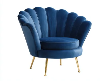 Fotele - aksamit-metal - 83x88x90 cm - niebieski - styl glamour-Misavaliving