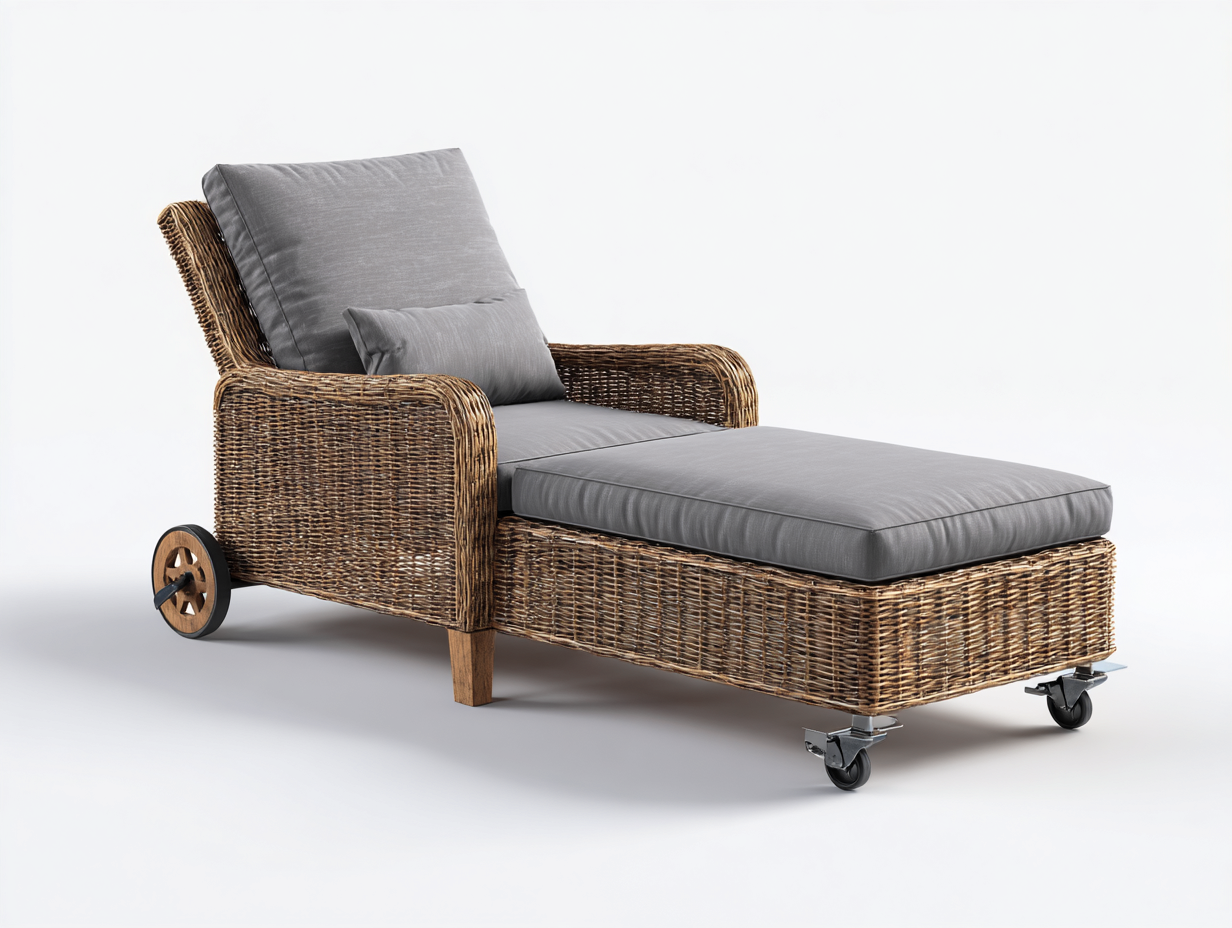 Leżaki ogrodowe - rattan-tkanina-metal - 200x70x85 cm - szary-brązowy - nowoczesny-Misavaliving