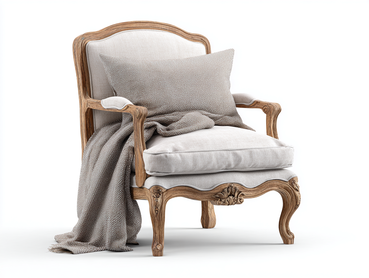 Fotele - tkanina-drewno - 84x88x96 cm - beżowy - styl klasyczny-Misavaliving