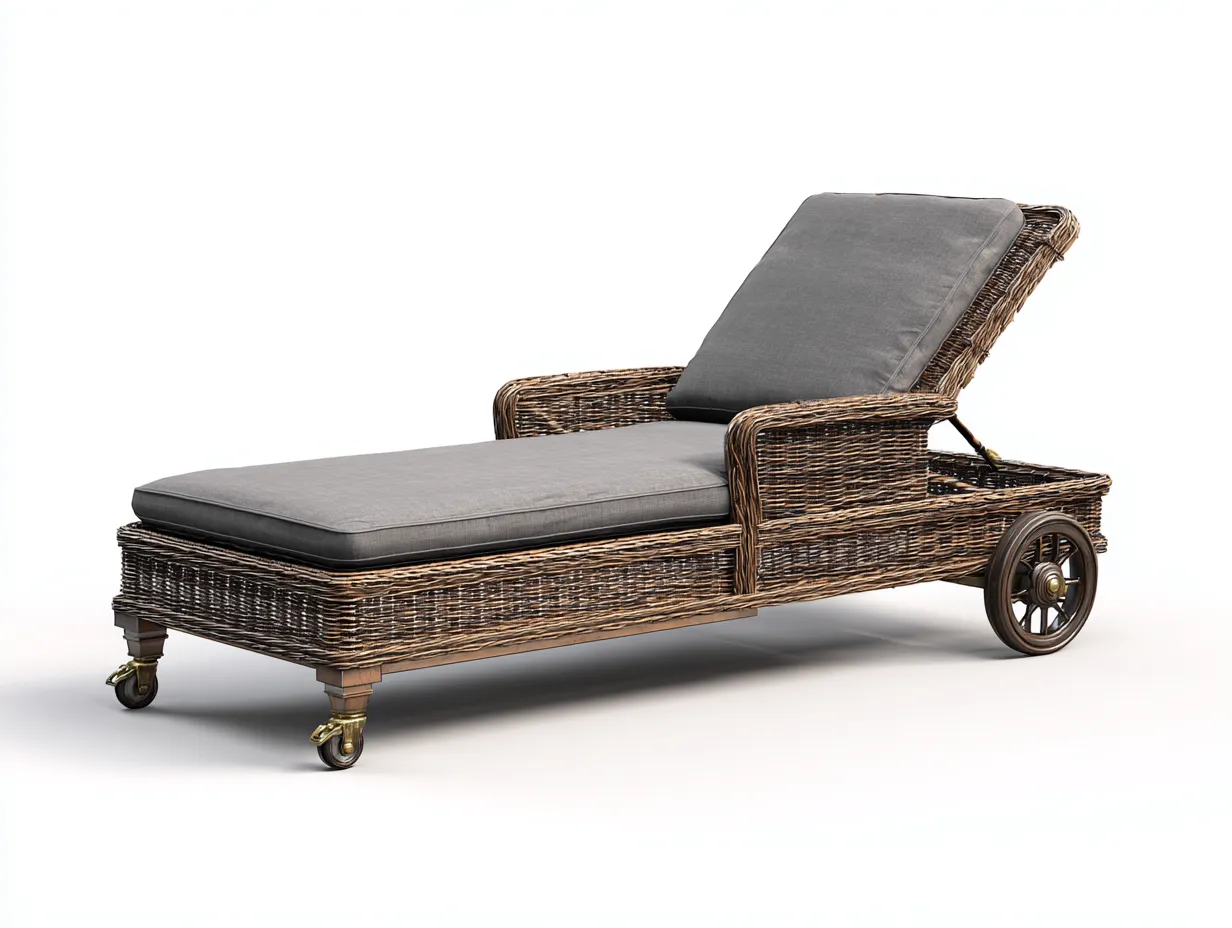 Leżaki ogrodowe - rattan-tkanina-metal - 204x73x83 cm - szary-brązowy - klasyczny-Misavaliving