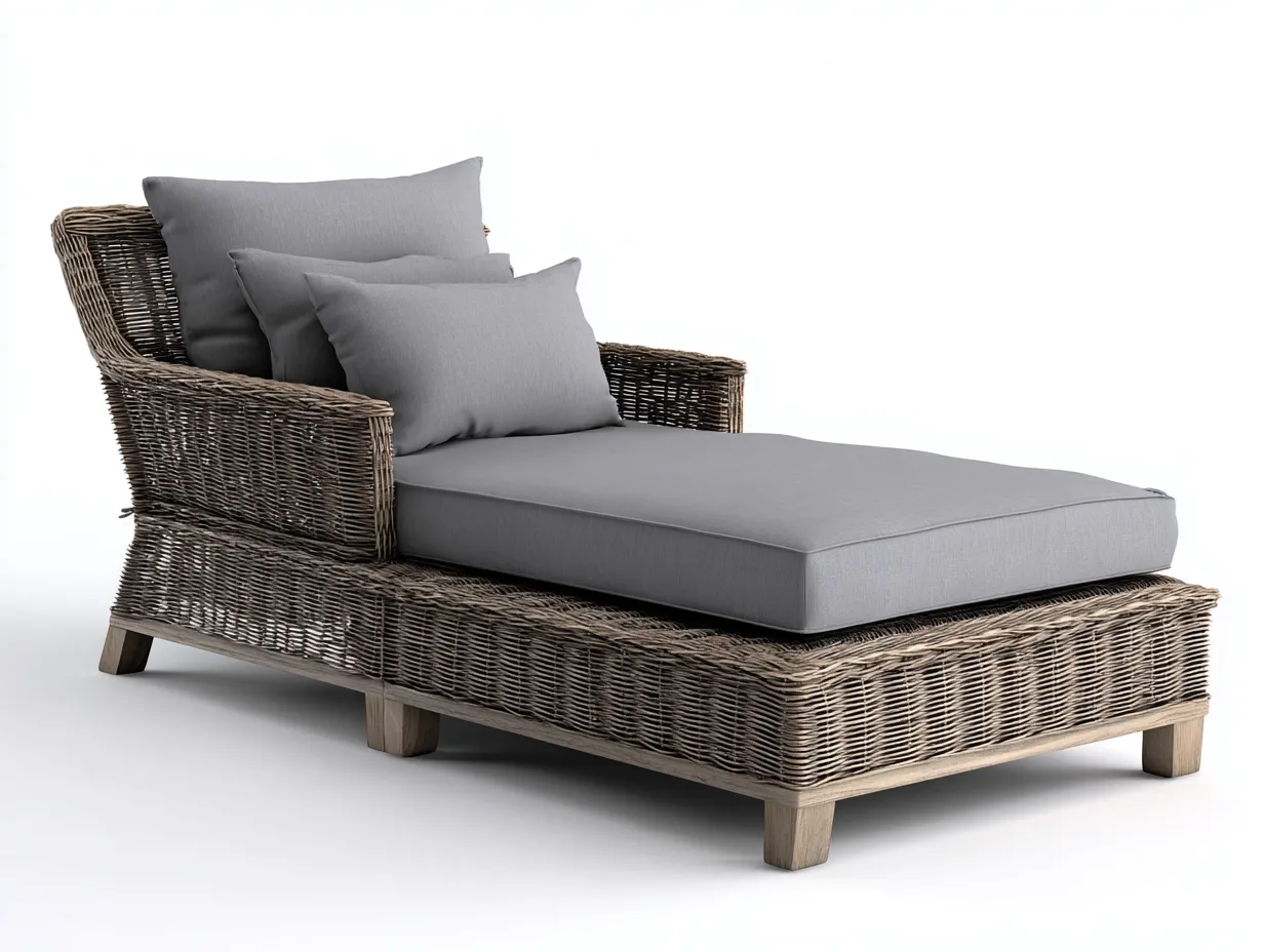 Leżaki ogrodowe - rattan-tkanina - 195x70x80 cm - szary-brązowy - klasyczny-Misavaliving