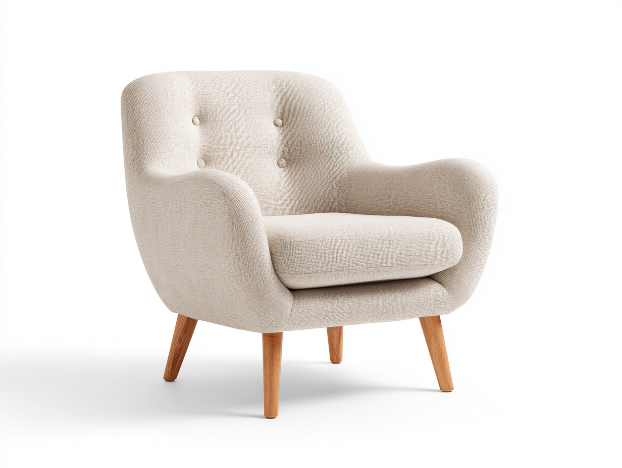 Fotele - tkanina-drewno - 77x83x87 cm - beżowy - styl nowoczesny-Misavaliving