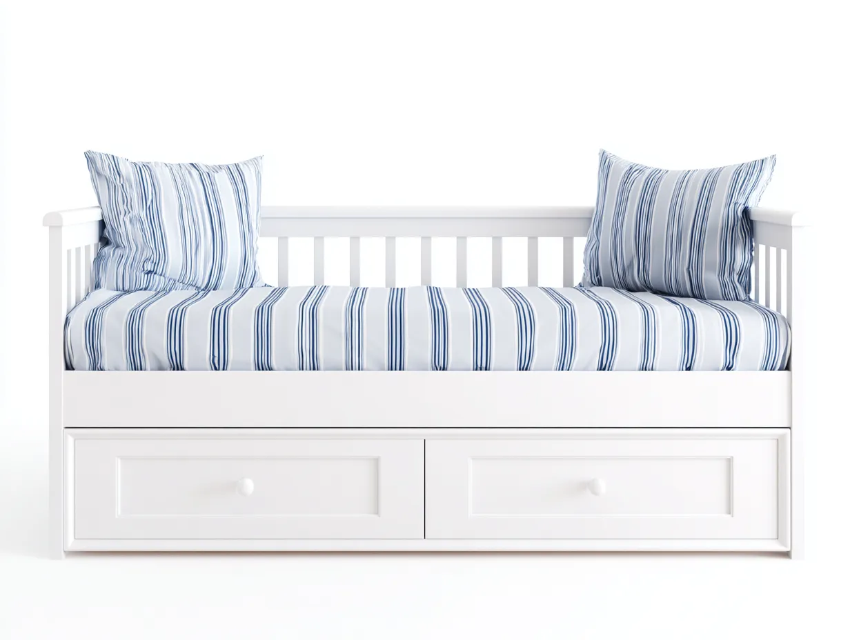 Divano letto - legno-tessuto - 213 x 96 x 79 cm - bianco-blu - stile moderno-Rasolsidecor