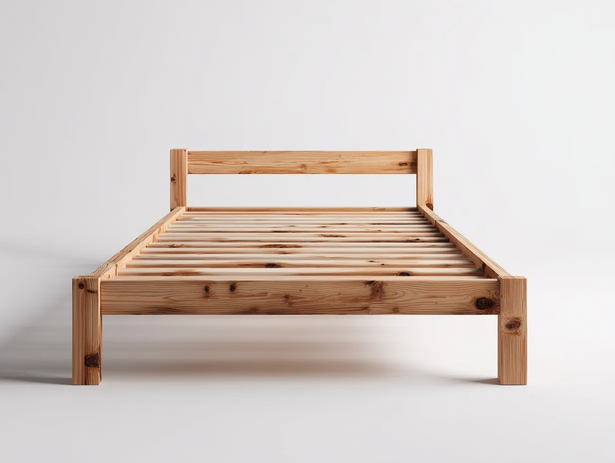 Letto matrimoniale - legno massello - 203x163x85 cm - marrone chiaro - stile minimalista-Rasolsidecor