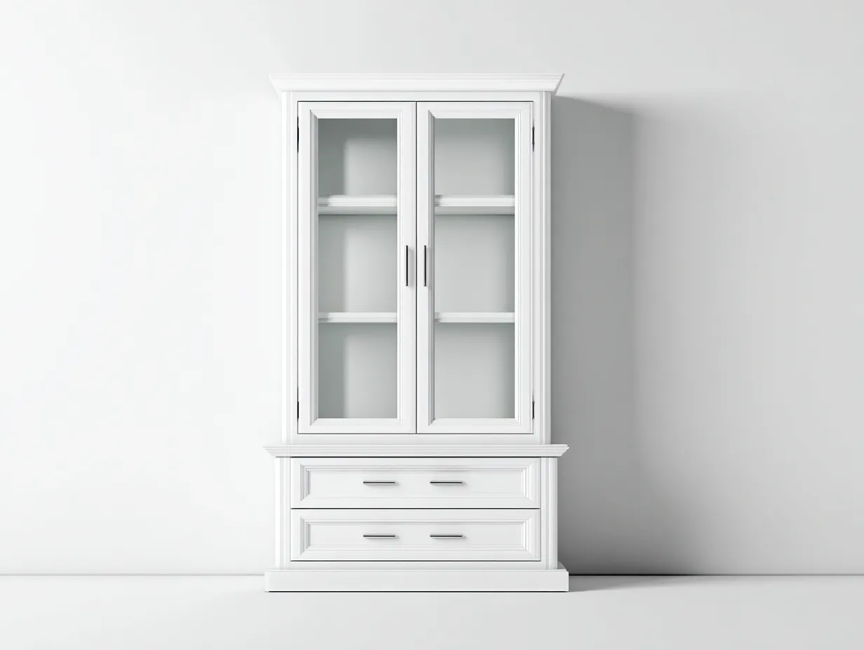 Vetrina - Legno-Vetro - 90x45x185 cm - Bianco - Stile classico elegante-Rasolsidecor