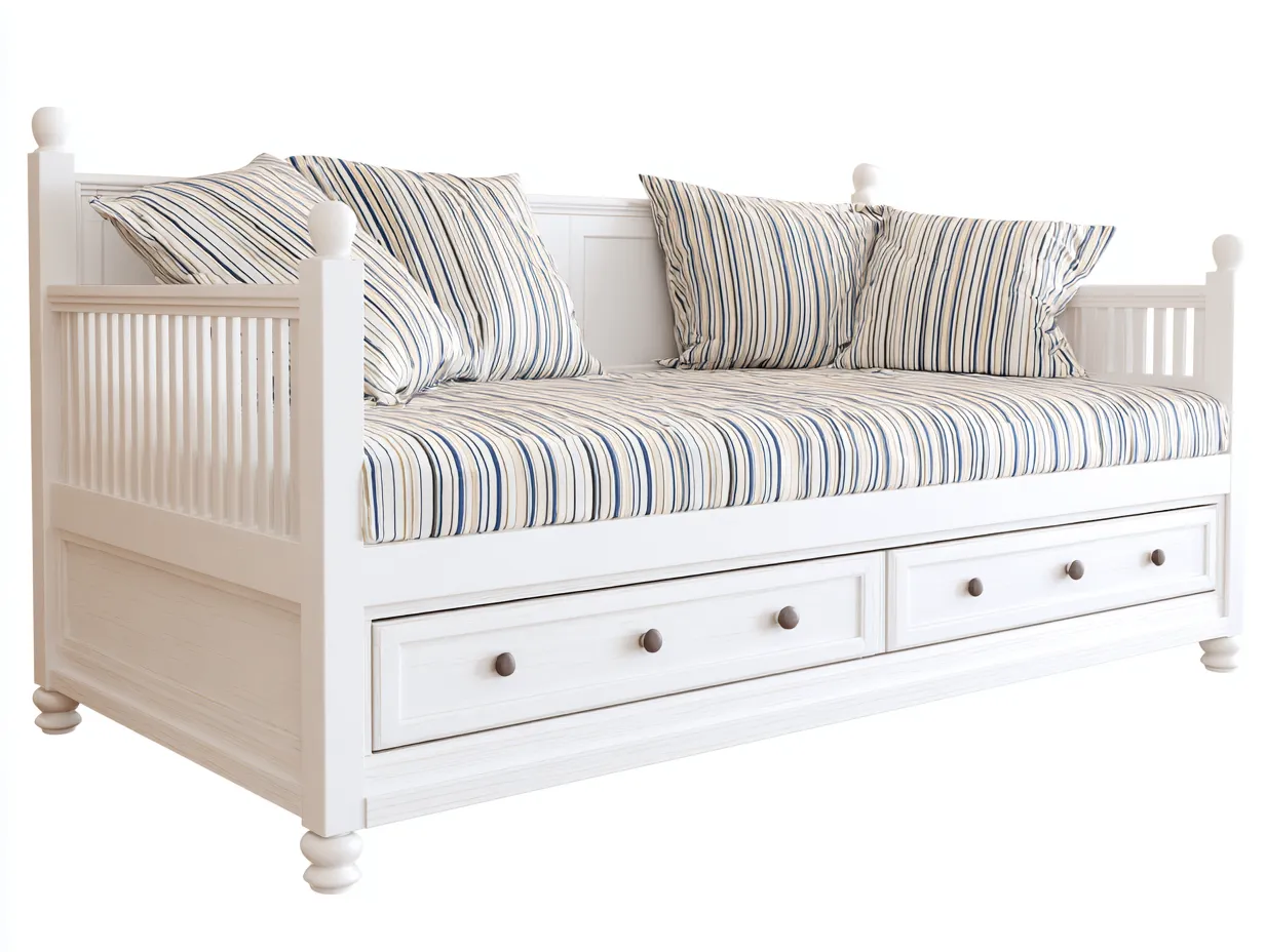 Divano letto - legno-tessuto - 218 x 99 x 86 cm - bianco-blu - stile moderno-Rasolsidecor