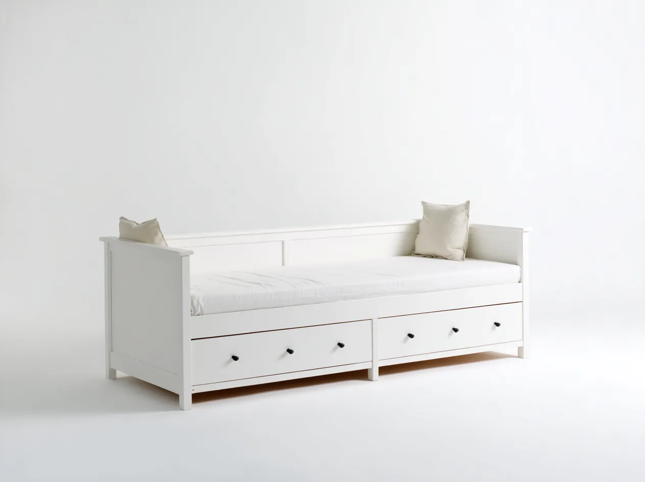 Divano letto - legno-tessuto - 212 x 96 x 80 cm - bianco-grigio chiaro - stile moderno-Rasolsidecor