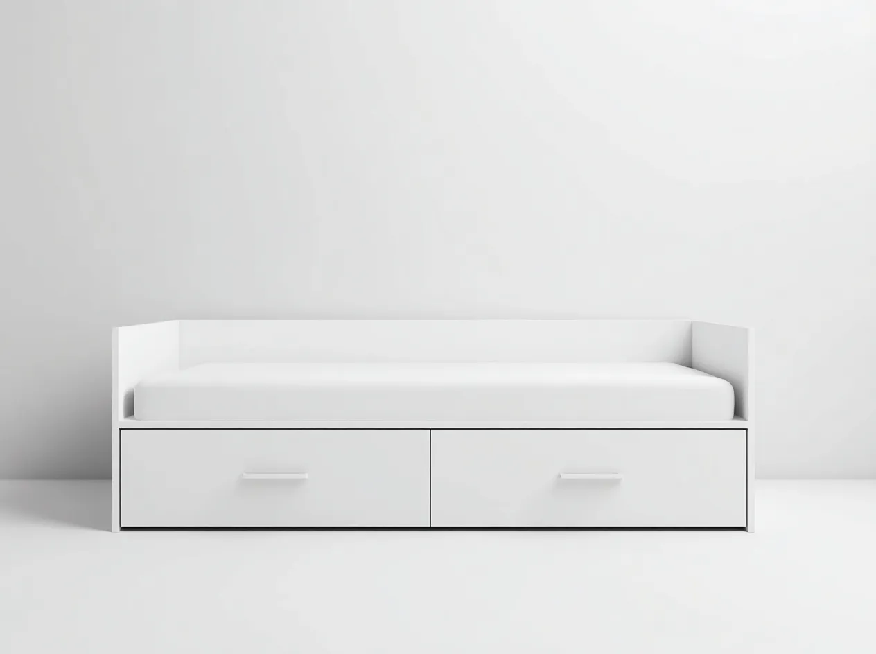 Divano letto - legno-tessuto - 206 x 93 x 74 cm - bianco-grigio chiaro - stile moderno-Rasolsidecor