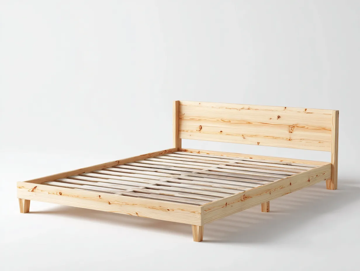 Letto matrimoniale - legno massello - 204x164x87 cm - colore naturale - stile moderno-Rasolsidecor