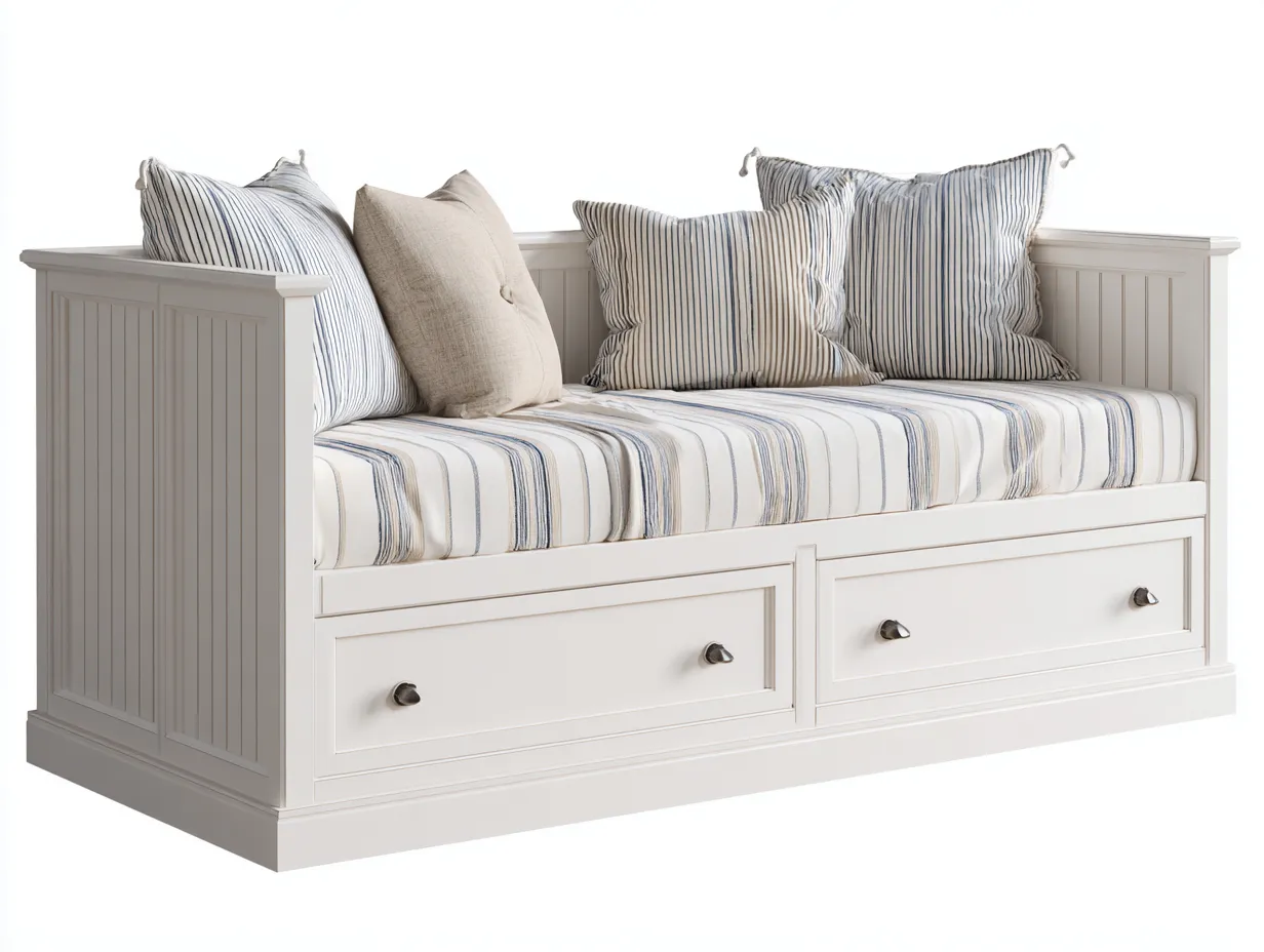 Divano letto - legno-tessuto - 214 x 97 x 82 cm - bianco-blu - stile moderno-Rasolsidecor