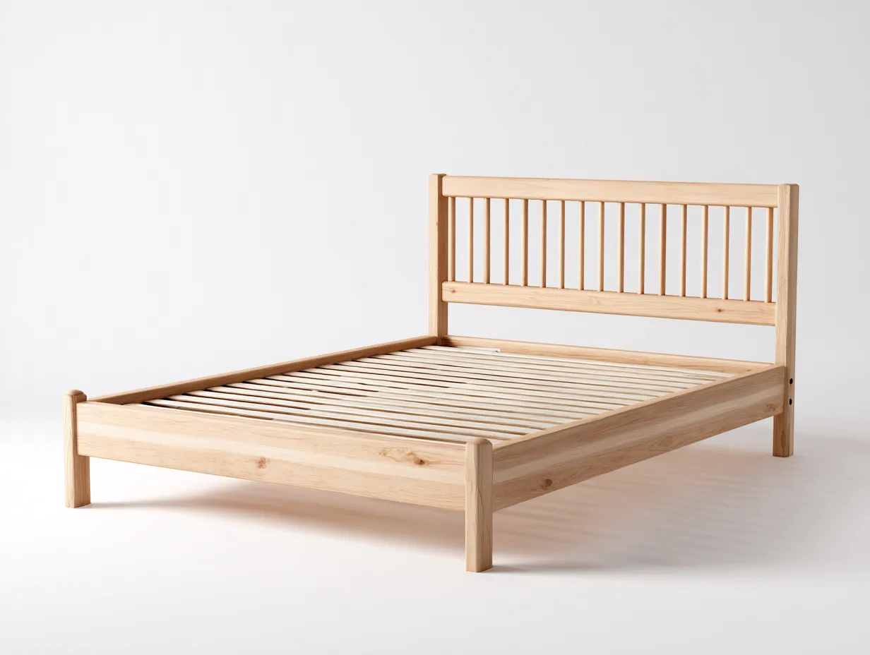 Letto matrimoniale - legno massello - 206x166x95 cm - colore naturale - stile nordico-Rasolsidecor