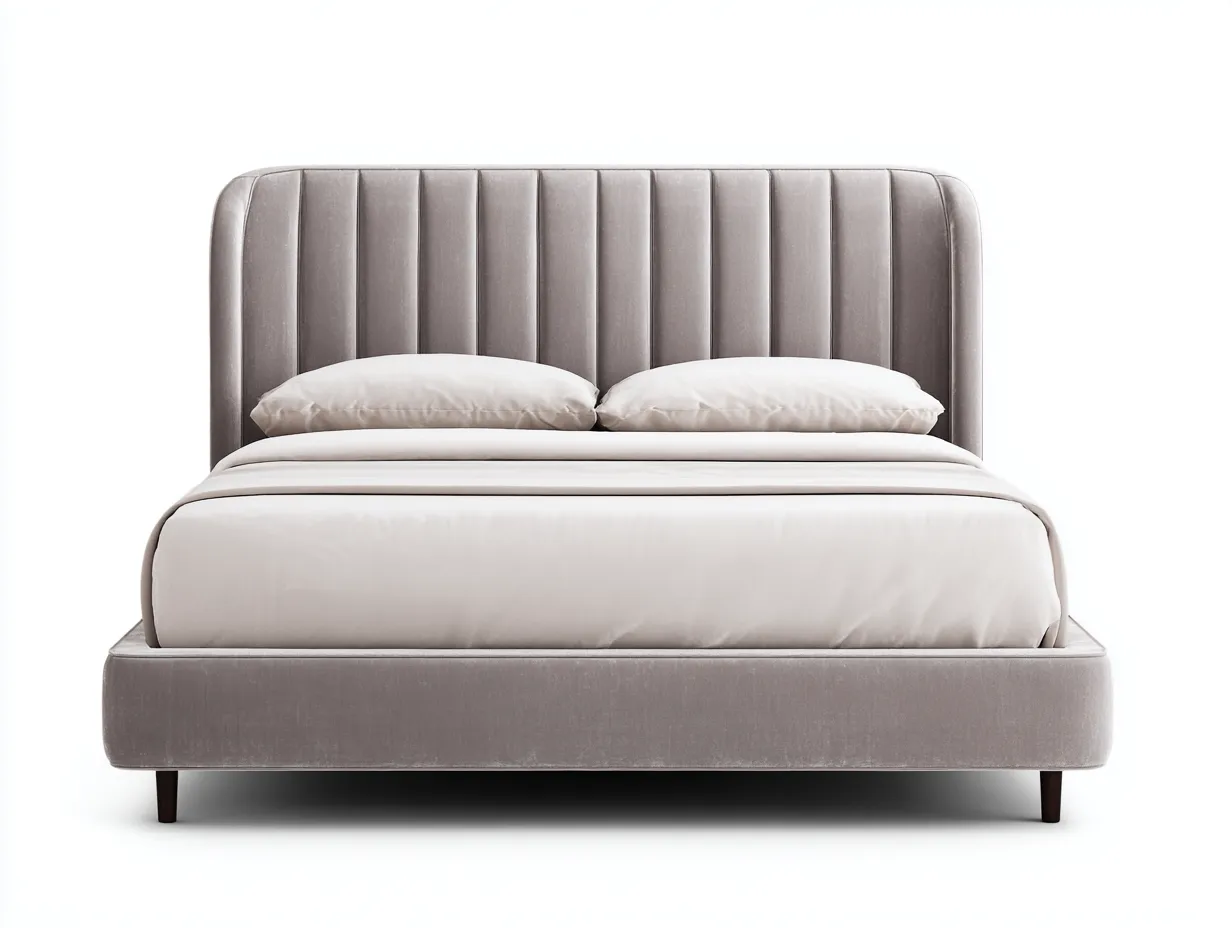 Letto matrimoniale - tessuto imbottito - 208x178x100 cm - beige chiaro - stile moderno elegante-Rasolsidecor