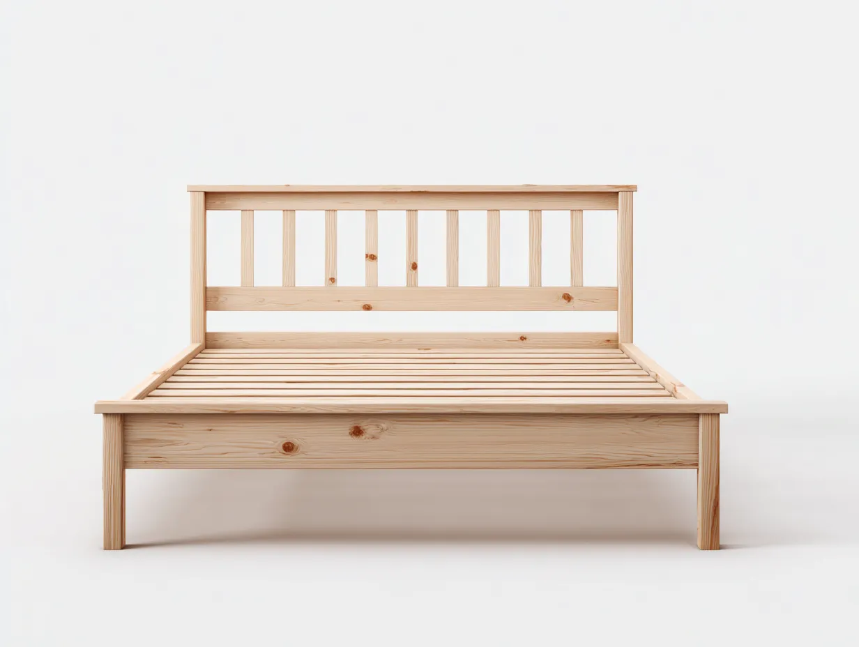 Letto matrimoniale - legno massello - 206x166x91 cm - colore naturale - stile nordico-Rasolsidecor