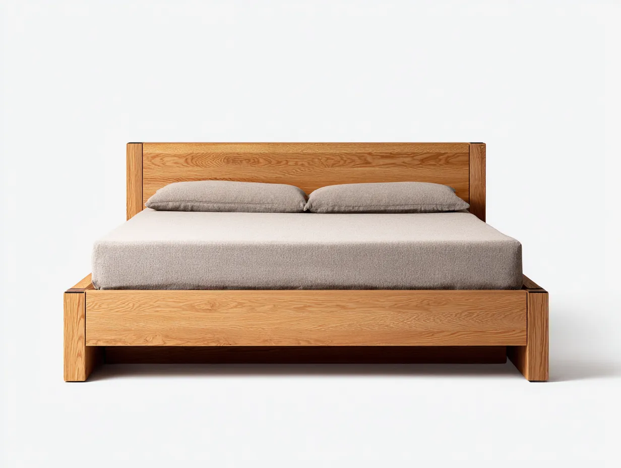 Letto matrimoniale - legno massello - 209x179x92 cm - rovere chiaro - stile moderno minimalista-Rasolsidecor