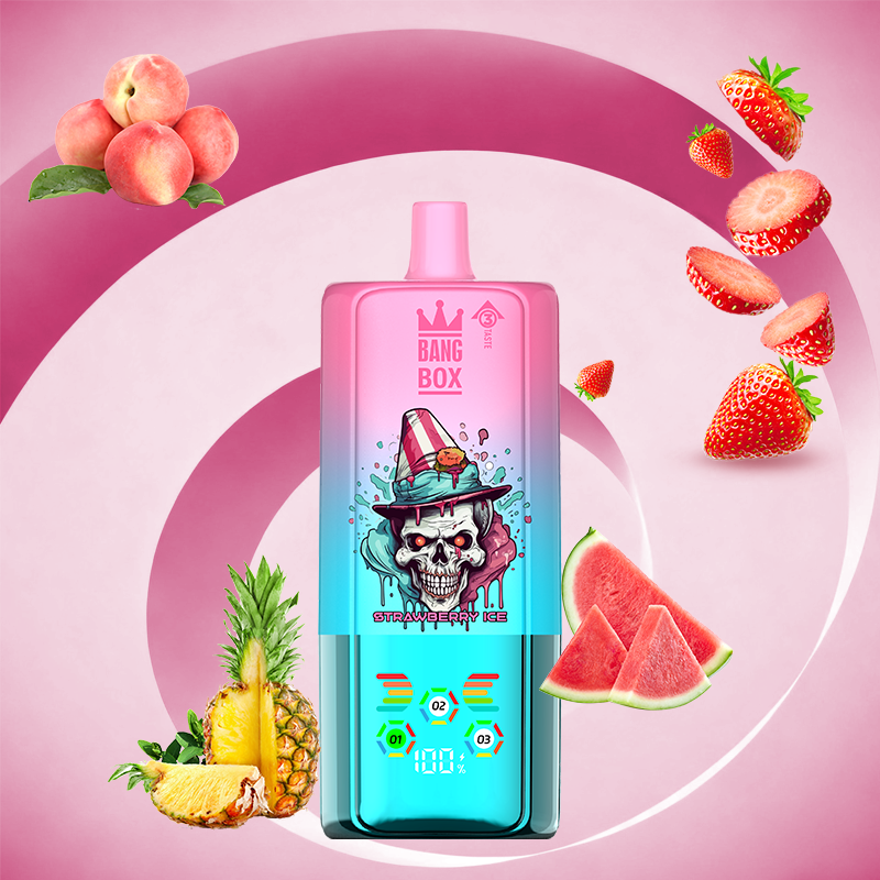 BANG BOX 80000 puff 3 in1 Flavor Disposable Vape - Strawberry Ice + Strawberry Watermelon + Pineapple Mango Peach