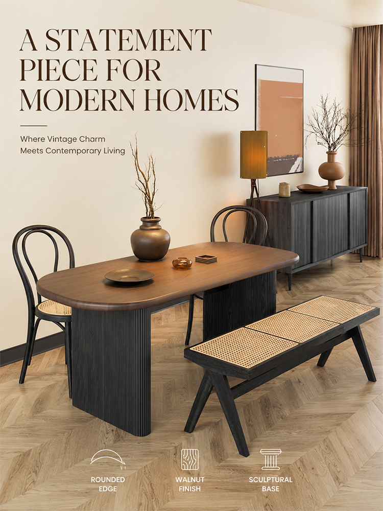 French solid wood dining table and chair set