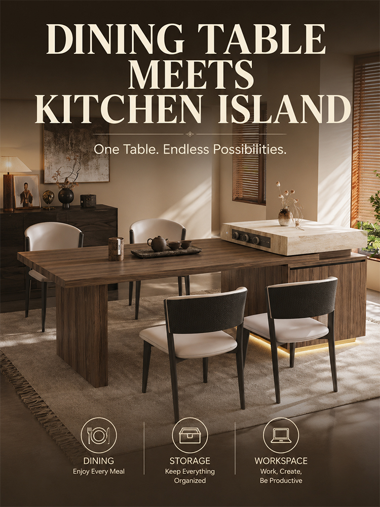 Vintage-style island dining table