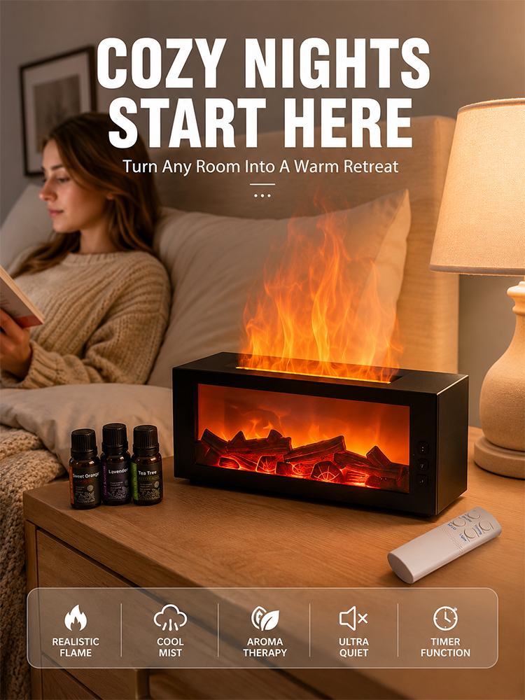 3D Fireplace Flame Aroma Humidifier