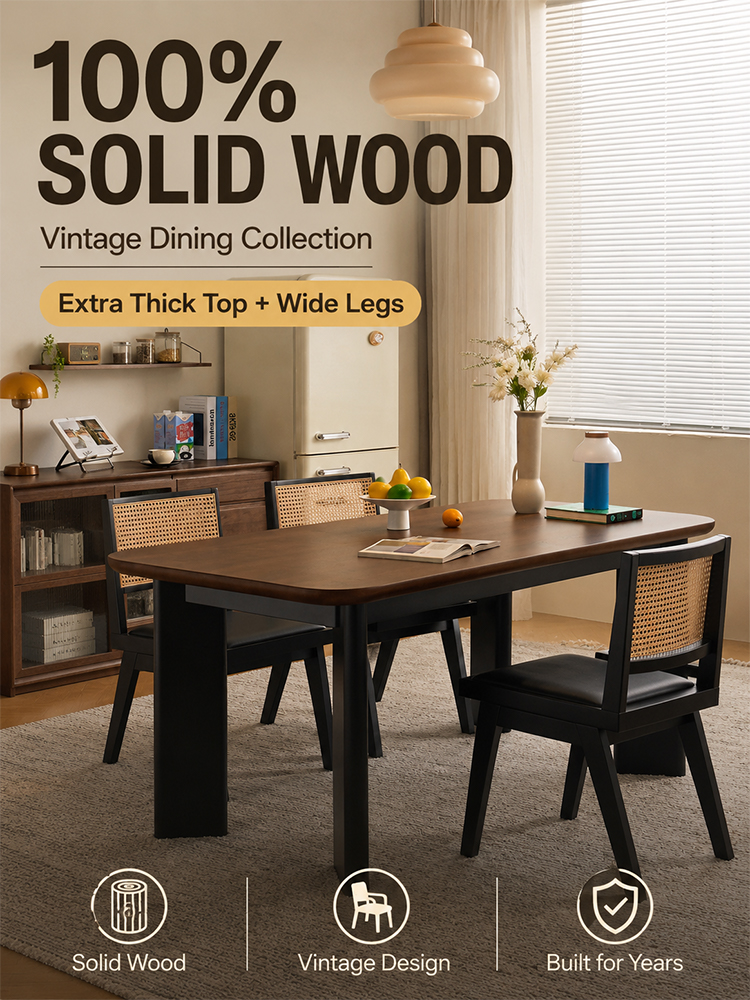 Solid wood slab dining table