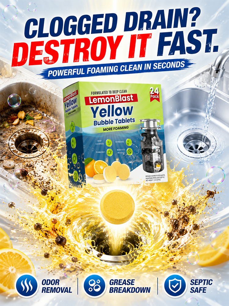 Instantaneous drainage clearance, sewer cleaning effervescent tablet