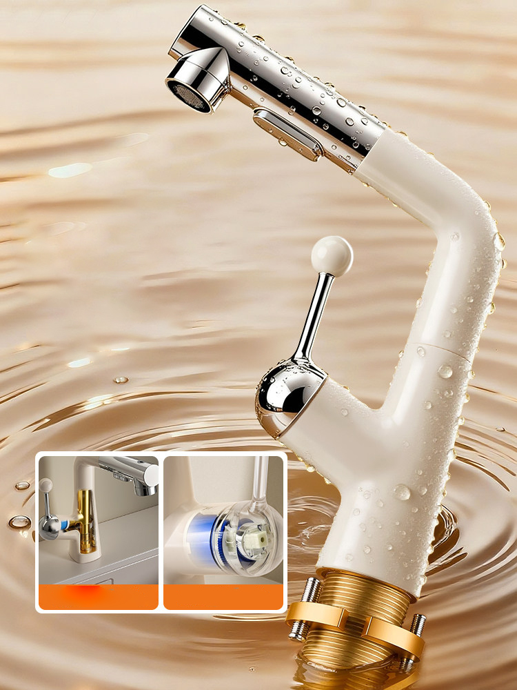 Bathroom, kitchen, and washbasin universal faucets