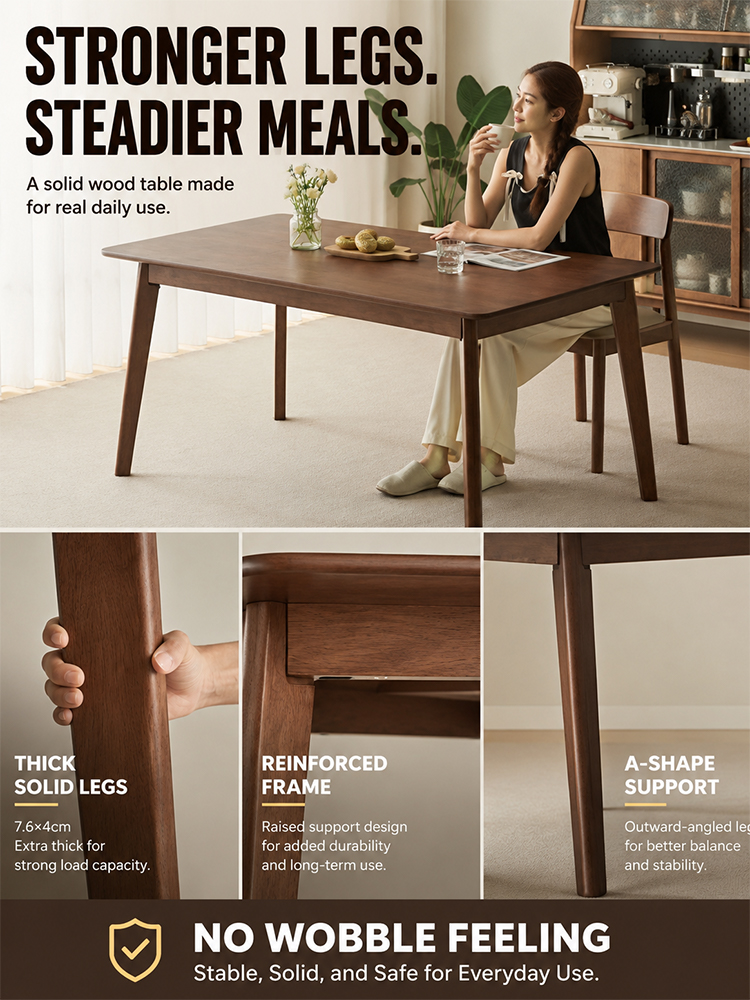 Solid wood dining table