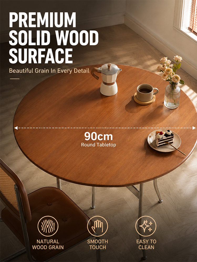 French round solid wood table