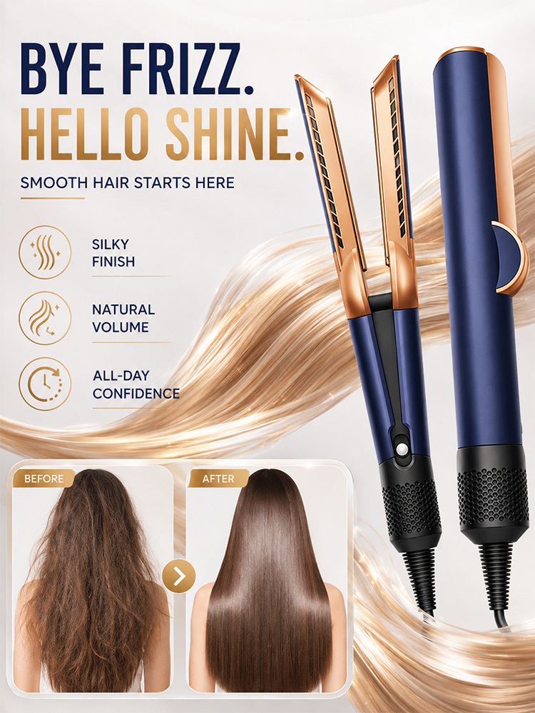 Dual-purpose dry and wet straightening hair dryer