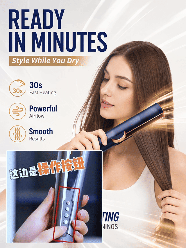 Dual-purpose dry and wet straightening hair dryer