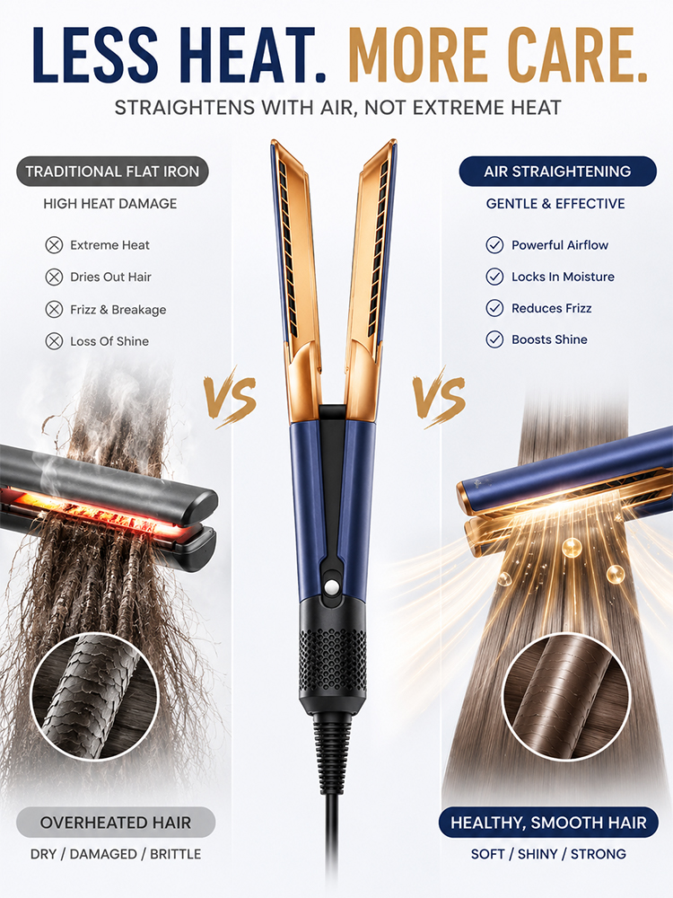 Dual-purpose dry and wet straightening hair dryer