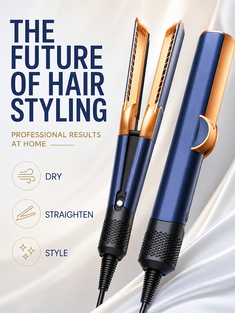 Dual-purpose dry and wet straightening hair dryer