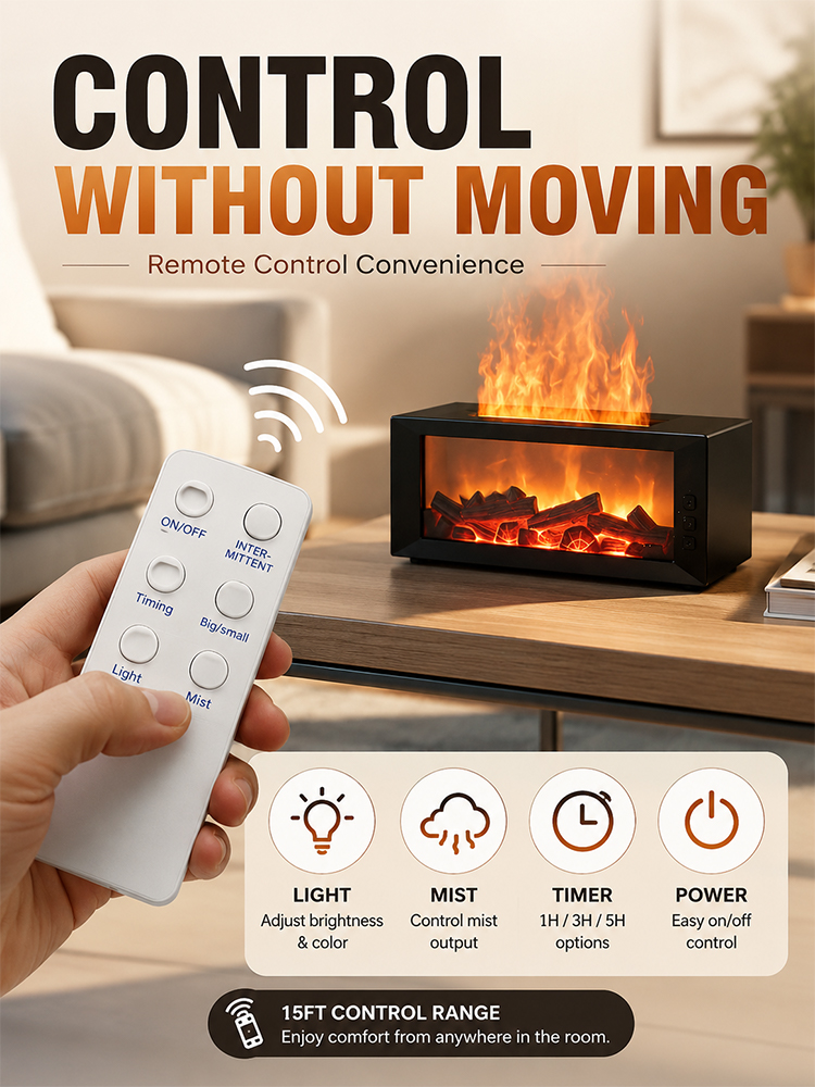 3D Fireplace Flame Aroma Humidifier