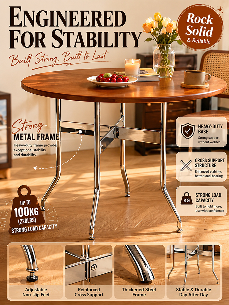 French round solid wood table