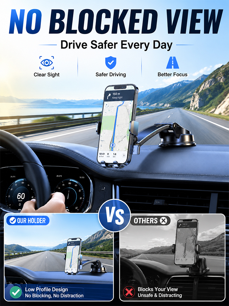 [50W Wireless Charging] Car Phone Holder
