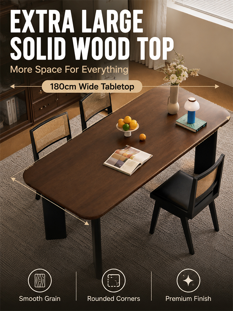 Solid wood slab dining table