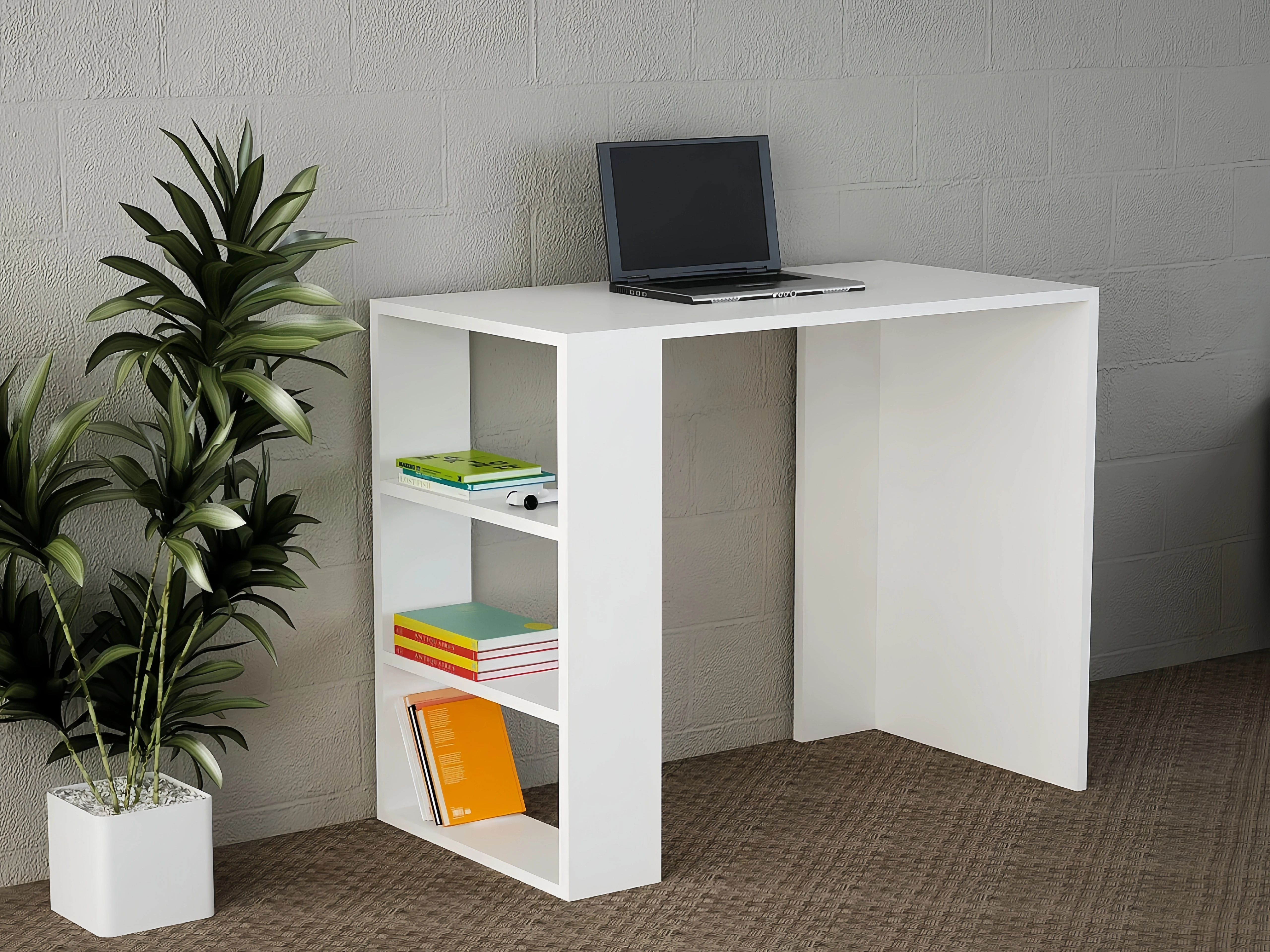Moderner Weißer Holztisch für Büro oder Zuhause