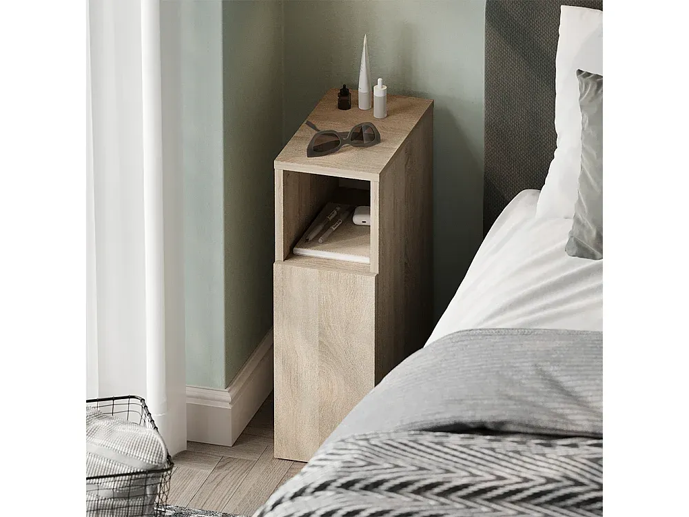 Kompakter Nachttisch in Weiß mit Stauraum