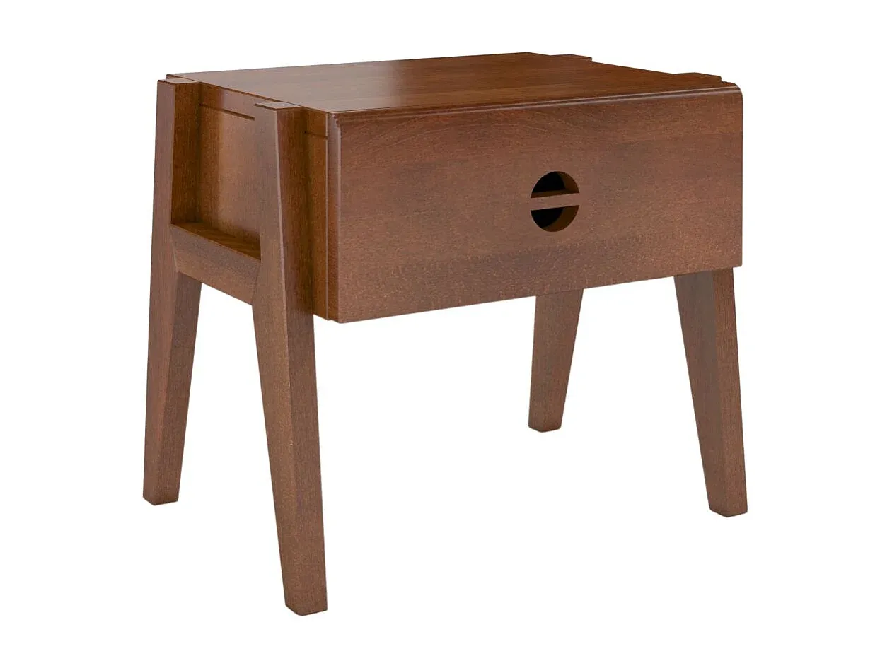Holznachttisch mit Schublade, Buche - Nussbaumfarbe